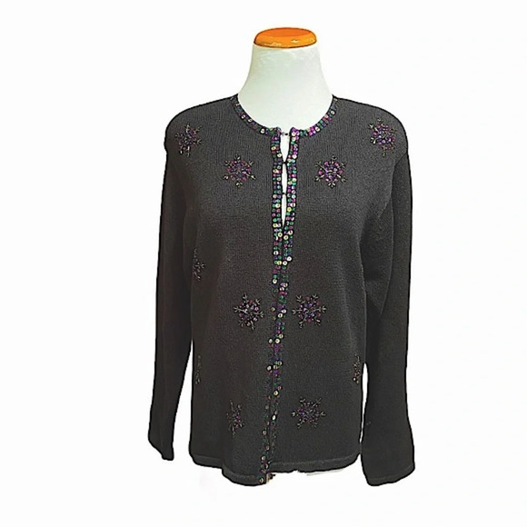80’s Vintage Joan Leslie Snowflake Sequin Sweater - Picture 2 of 7